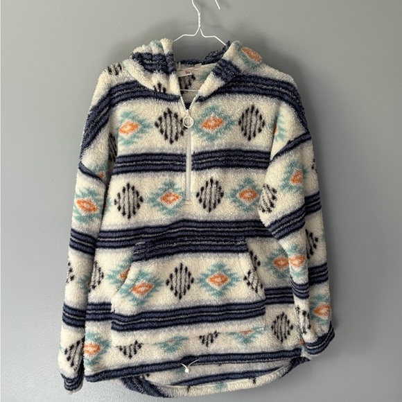 SO Tops - SO Womens Fleece Quarter Zip XS Western Print